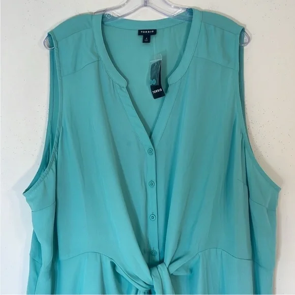 Torrid Peplum Georgette Button Front Tie-Front Blouse. 4X. NWT. - Picture 5 of 12